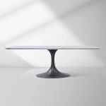 Aero Marble Stone Top Dining Table Tulip Rectangular Dining Table with Cast Steel Pedestal Base - Image 10