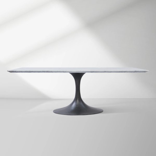 Aero Marble Stone Top Dining Table Tulip Rectangular Dining Table with Cast Steel Pedestal Base - Image 10