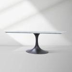 Aero Marble Stone Top Dining Table Tulip Rectangular Dining Table with Cast Steel Pedestal Base - Image 11