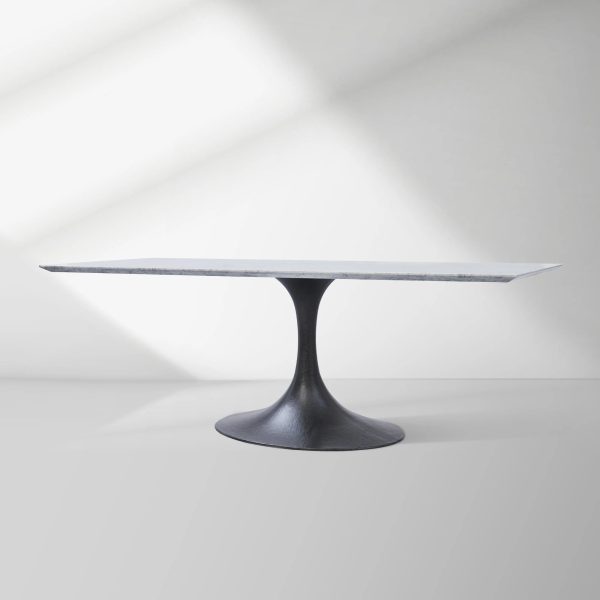 Aero Marble Stone Top Dining Table Tulip Rectangular Dining Table with Cast Steel Pedestal Base - Image 11