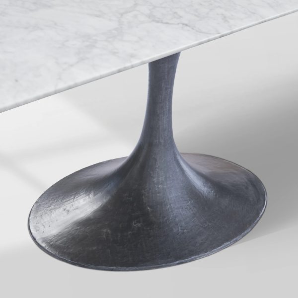 Aero Marble Stone Top Dining Table Tulip Rectangular Dining Table with Cast Steel Pedestal Base - Image 12