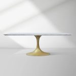 Aero Marble Stone Top Dining Table Tulip Rectangular Dining Table with Cast Steel Pedestal Base - Image 13