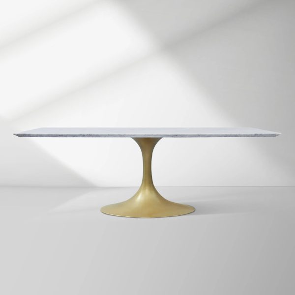 Aero Marble Stone Top Dining Table Tulip Rectangular Dining Table with Cast Steel Pedestal Base - Image 13