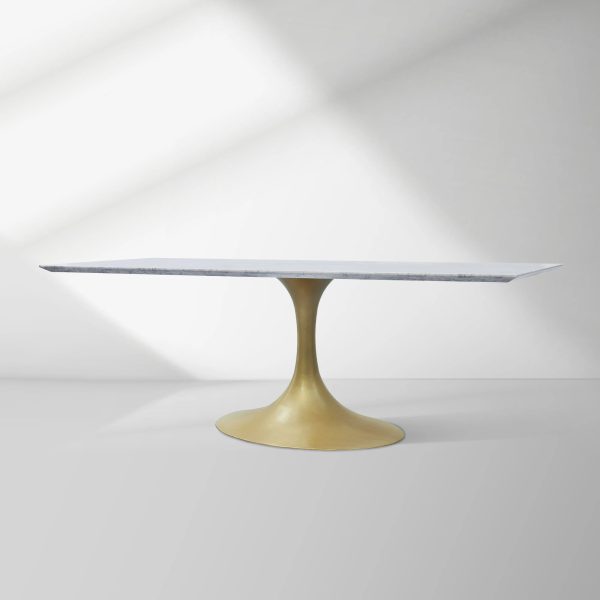 Aero Marble Stone Top Dining Table Tulip Rectangular Dining Table with Cast Steel Pedestal Base - Image 14