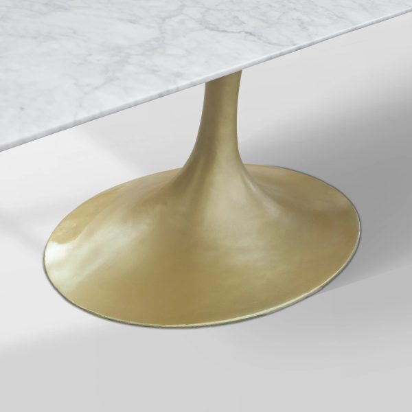 Aero Marble Stone Top Dining Table Tulip Rectangular Dining Table with Cast Steel Pedestal Base - Image 15