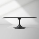 Aero Solid Wood Top Dining Table Tulip Rectangular Dining Table with Cast Steel Pedestal Base - Image 6