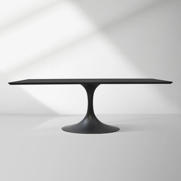 Aero Solid Wood Top Dining Table Tulip Rectangular Dining Table with Cast Steel Pedestal Base - Image 6
