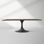 Aero Solid Wood Top Dining Table Tulip Rectangular Dining Table with Cast Steel Pedestal Base - Image 17