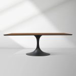 Aero Solid Wood Top Dining Table Tulip Rectangular Dining Table with Cast Steel Pedestal Base - Image 23