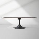 Aero Solid Wood Top Dining Table Tulip Rectangular Dining Table with Cast Steel Pedestal Base - Image 11