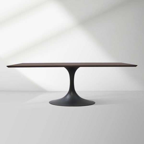 Aero Solid Wood Top Dining Table Tulip Rectangular Dining Table with Cast Steel Pedestal Base - Image 11