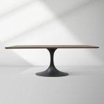 Aero Solid Wood Top Dining Table Tulip Rectangular Dining Table with Cast Steel Pedestal Base - Image 38