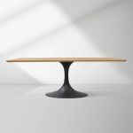Aero Solid Wood Top Dining Table Tulip Rectangular Dining Table with Cast Steel Pedestal Base - Image 33