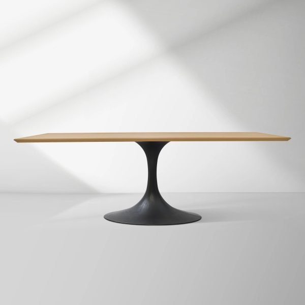 Aero Solid Wood Top Dining Table Tulip Rectangular Dining Table with Cast Steel Pedestal Base - Image 33