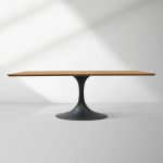 Aero Solid Wood Top Dining Table Tulip Rectangular Dining Table with Cast Steel Pedestal Base - Image 13