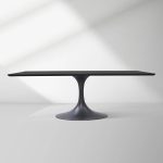 Aero Solid Wood Top Dining Table Tulip Rectangular Dining Table with Cast Steel Pedestal Base - Image 48