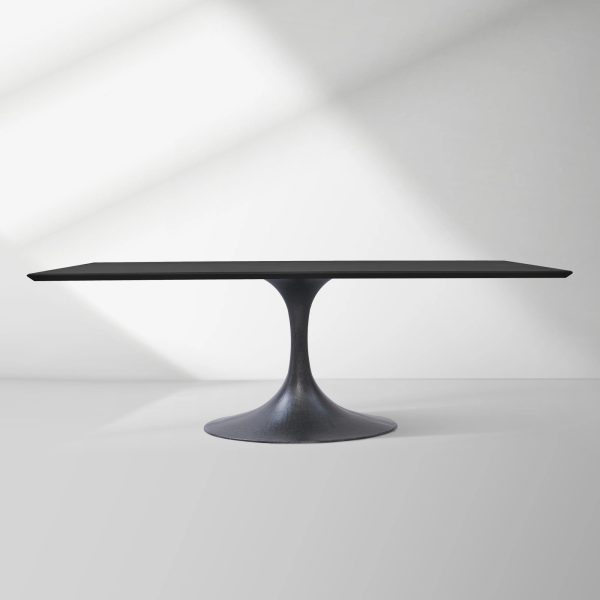 Aero Solid Wood Top Dining Table Tulip Rectangular Dining Table with Cast Steel Pedestal Base - Image 48