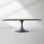 Aero Solid Wood Top Dining Table Tulip Rectangular Dining Table with Cast Steel Pedestal Base - Image 44