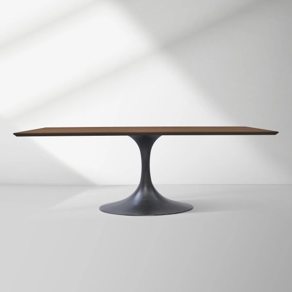 Aero Solid Wood Top Dining Table Tulip Rectangular Dining Table with Cast Steel Pedestal Base - Image 44