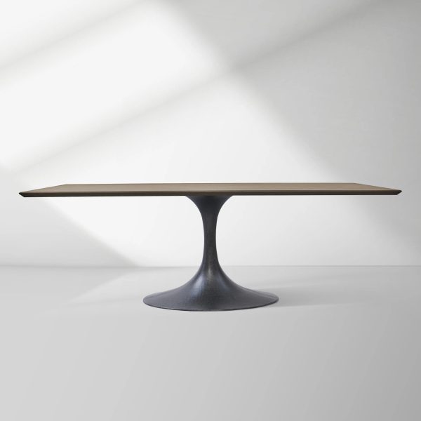 Aero Solid Wood Top Dining Table Tulip Rectangular Dining Table with Cast Steel Pedestal Base - Image 35