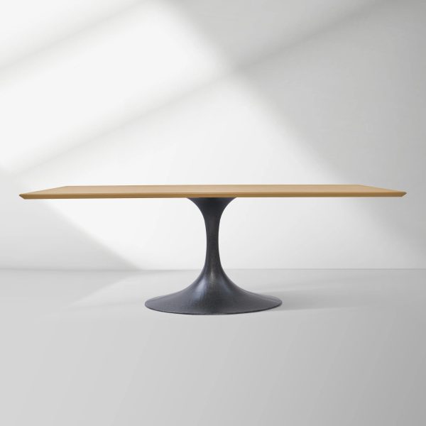Aero Solid Wood Top Dining Table Tulip Rectangular Dining Table with Cast Steel Pedestal Base - Image 29