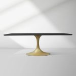 Aero Solid Wood Top Dining Table Tulip Rectangular Dining Table with Cast Steel Pedestal Base - Image 4
