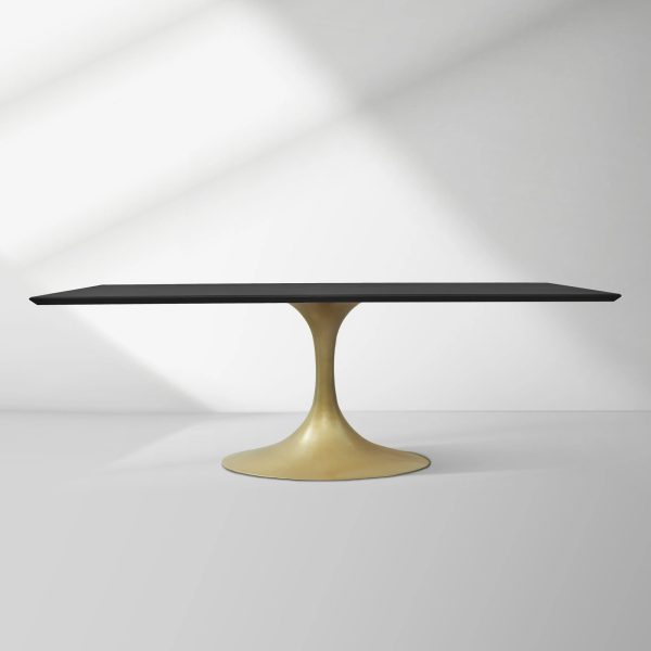 Aero Solid Wood Top Dining Table Tulip Rectangular Dining Table with Cast Steel Pedestal Base - Image 4