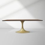 Aero Solid Wood Top Dining Table Tulip Rectangular Dining Table with Cast Steel Pedestal Base - Image 15