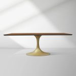 Aero Solid Wood Top Dining Table Tulip Rectangular Dining Table with Cast Steel Pedestal Base - Image 21