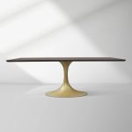 Aero Solid Wood Top Dining Table Tulip Rectangular Dining Table with Cast Steel Pedestal Base - Image 9