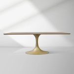 Aero Solid Wood Top Dining Table Tulip Rectangular Dining Table with Cast Steel Pedestal Base - Image 45