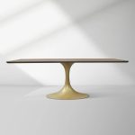 Aero Solid Wood Top Dining Table Tulip Rectangular Dining Table with Cast Steel Pedestal Base - Image 47