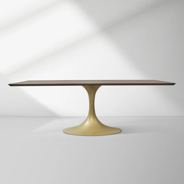 Aero Solid Wood Top Dining Table Tulip Rectangular Dining Table with Cast Steel Pedestal Base - Image 47