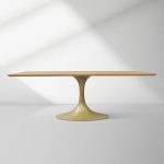Aero Solid Wood Top Dining Table Tulip Rectangular Dining Table with Cast Steel Pedestal Base - Image 31