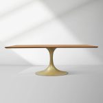 Aero Solid Wood Top Dining Table Tulip Rectangular Dining Table with Cast Steel Pedestal Base - Image 46
