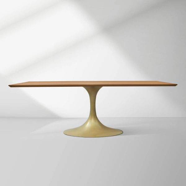 Aero Solid Wood Top Dining Table Tulip Rectangular Dining Table with Cast Steel Pedestal Base - Image 46