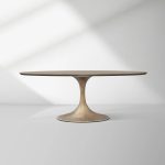 Aero Oval Solid Wood Dining Table Tulip Round Dining Table with Cast Steel Base - Image 16