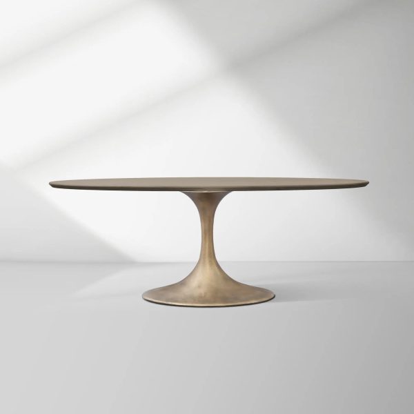 Aero Oval Solid Wood Dining Table Tulip Round Dining Table with Cast Steel Base - Image 16