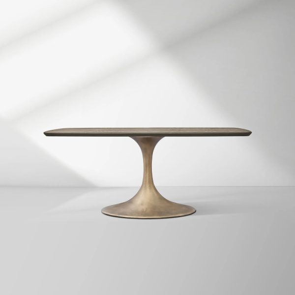 Aero Saint Germain Solid Oak Top Dining Table Tulip Rectangular Dining Table with Launette Base - Image 52
