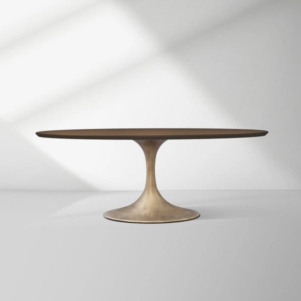 Aero Oval Solid Wood Dining Table Tulip Round Dining Table with Cast Steel Base - Image 12