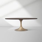 Aero Oval Solid Wood Dining Table Tulip Round Dining Table with Cast Steel Base - Image 11