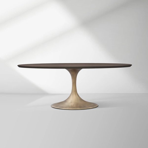 Aero Oval Solid Wood Dining Table Tulip Round Dining Table with Cast Steel Base - Image 11