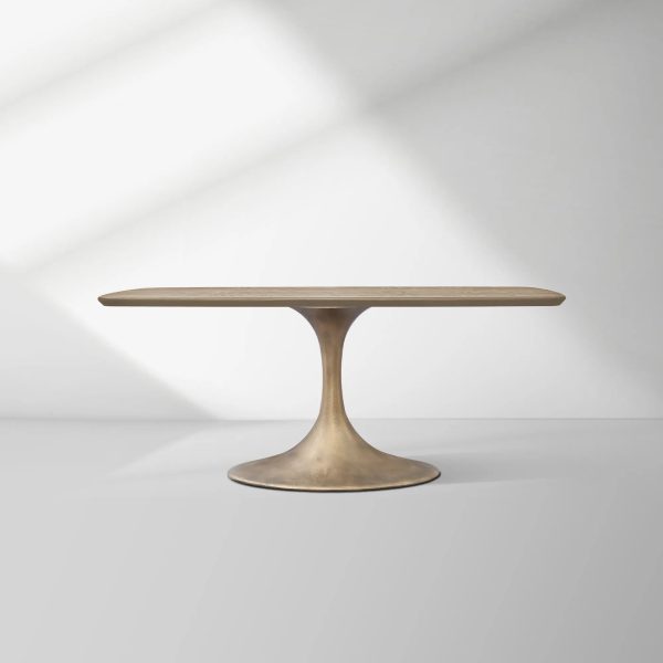 Aero Saint Germain Solid Oak Top Dining Table Tulip Rectangular Dining Table with Launette Base - Image 50
