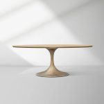 Aero Oval Solid Wood Dining Table Tulip Round Dining Table with Cast Steel Base - Image 15