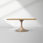 Aero Saint Germain Solid Oak Top Dining Table Tulip Rectangular Dining Table with Launette Base - Image 49