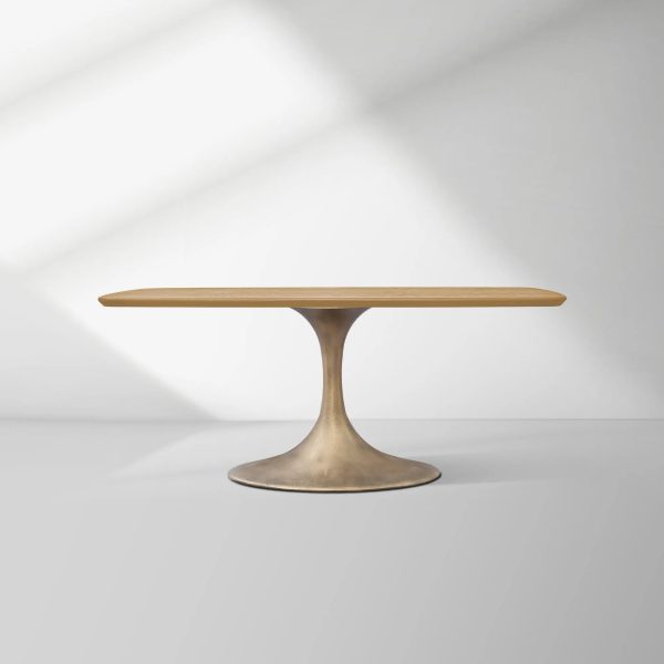 Aero Saint Germain Solid Oak Top Dining Table Tulip Rectangular Dining Table with Launette Base - Image 49