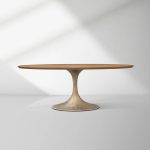Aero Oval Solid Wood Dining Table Tulip Round Dining Table with Cast Steel Base - Image 14