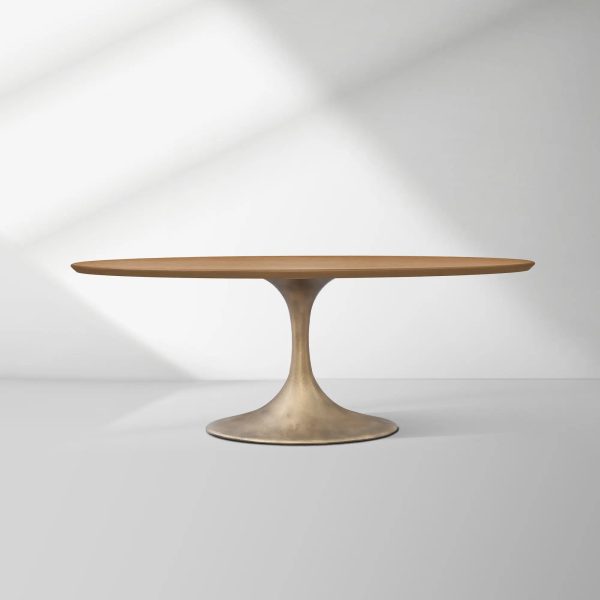Aero Oval Solid Wood Dining Table Tulip Round Dining Table with Cast Steel Base - Image 14