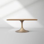 Aero Saint Germain Solid Oak Top Dining Table Tulip Rectangular Dining Table with Launette Base - Image 48