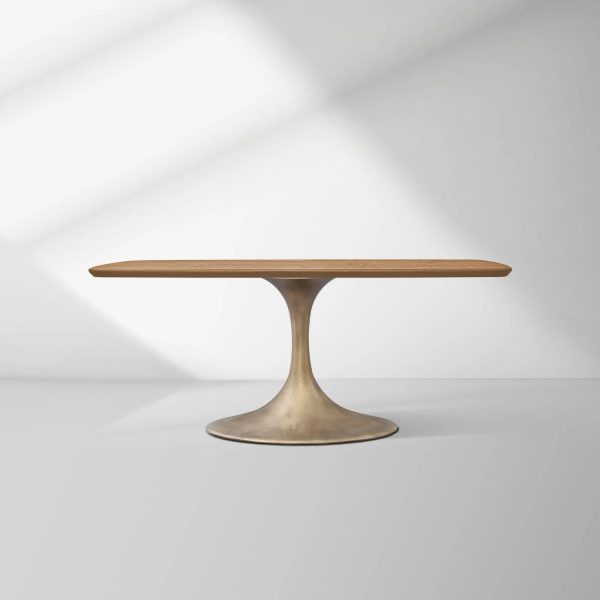 Aero Saint Germain Solid Oak Top Dining Table Tulip Rectangular Dining Table with Launette Base - Image 48